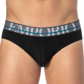 Emporio Armani Thin Eagle Cotton Briefs – Black L