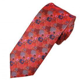 Tresanti Reale Red, Pink & PurpleCircles Patterned Silk Designer Tie