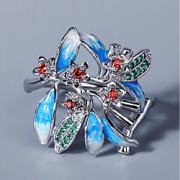 Ring AAA Cubic Zirconia Two Stone Silver Brass Floral Theme Flower Asian Elegant Ethnic 1pc 6 7 8 9 10 / Women’s miniinthebox