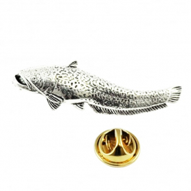 Wels Catfish English Pewter Lapel Pin Badge