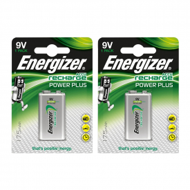 Energizer ACCU Recharge Power Plus  9V PP3 Block Ni-Mh Rechargeable Battery 175mAh – Value 2 Pack