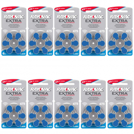 Rayovac Extra Mercury Free Hearing Aid Batteries BLUE Size 675 DA675 A675 – VALUE PACK OF 60 BATTERIES