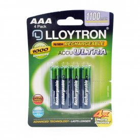 Lloytron AAA Rechargeable Batteries NiMH ACCU DIGITAL High Capacity 1100mAh – 4 Pack