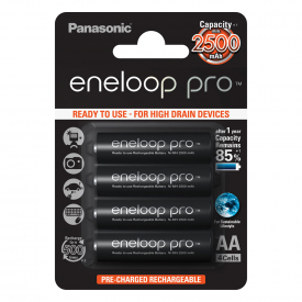 Panasonic Eneloop Pro AA NiMH 2500mAh Rechargeable Batteries – 4 Pack