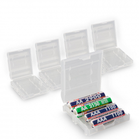 7dayshop AA, AAA and 14500 Protective Battery Storage Case for Rechargeable Batteries – Clear – 5 Pack