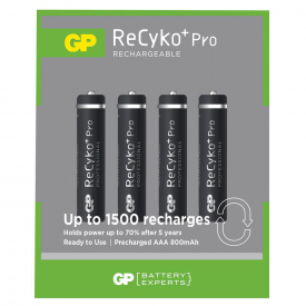 GP ReCyko+ PRO Rechargeable AAA HR03 NiMh Batteries 800mAh – 4 Pack