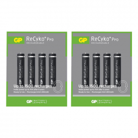 GP ReCyko+ PRO Rechargeable AAA HR03 NiMh Batteries 800mAh – Value 8 Pack