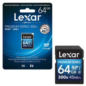 Lexar Premium Series SDXC SD Memory Card 300x Class 10 Speed Platinum II U1 – 64GB