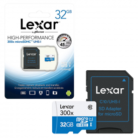 Lexar Micro SD SDHC Memory Card Class 10 UHS-1 45 MB/s with Full Size SD Card Adapter – 32GB