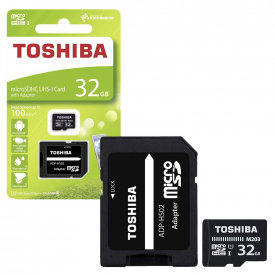 Toshiba M203 Micro SDHC UHS-I U1 Class 10 Memory Card with Full Size SD Card Adapter – 32GB