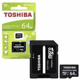 Toshiba M203 Micro SDXC UHS-I U1 Class 10 Memory Card with Full Size SD Card Adapter – 64GB
