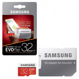 Samsung EVO Plus Micro SD SDHC Memory Card UHS-1 Class 10 95MB/s with Full Size SD Card Adapter – 32GB