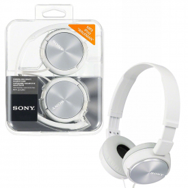 Sony Foldable Over-Ear Headphones with 3.5mm Gold Jack – Metallic White – MDRZX310