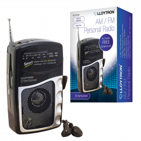 Lloytron ”Entertainer” 2 Band AM and FM Personal Compact and Portable Radio With Earphones