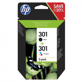 HP Original 301 Combo Pack CH561EE Black & CH562EE Colour Inkjet Cartridges – N9J72AE