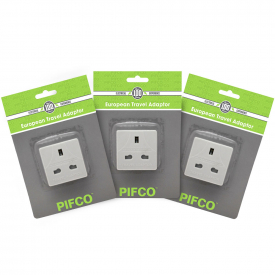 PIFCO UK 3 Pin to Continental European 2 Pin Travel Mains Plug Adapter – EXTRA VALUE 3 PACK
