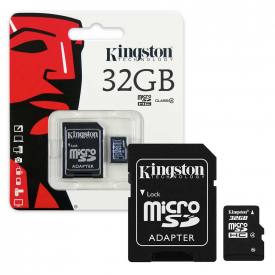 Kingston Micro SD Micro SDHC Memory Card Class 4 with Full Size SD Card Adapter – 32GB