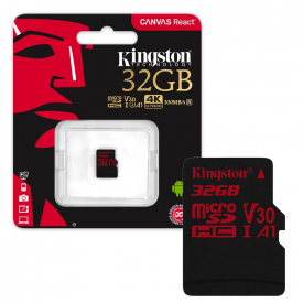 Kingston Canvas React Micro SD SDHC Memory Card 100MB/s UHS-1 U3 A1 V30 Class 10 – 32GB