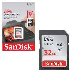 Sandisk Ultra SDHC SD Memory Card Class 10 – UHS-I Fast 80MB/s – 32GB
