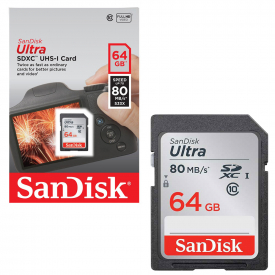 Sandisk Ultra SDXC SD Memory Card Class 10 – UHS-I Fast 80MB/s 64GB