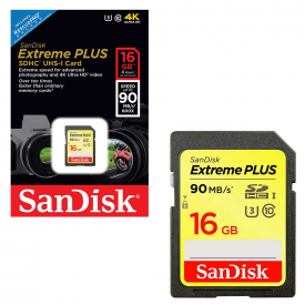 Sandisk Extreme Plus SD SDHC Memory Card UHS-1 U3 Class 10 90MB/s 4hr – 16GB