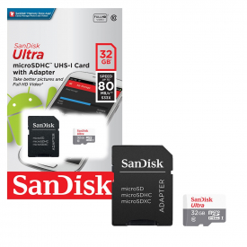 SanDisk Ultra Android Micro SD Memory Card Class 10 A1 UHS-1 80Mbps with SD Adapter – 32GB