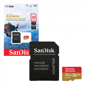 SanDisk Extreme Micro SDHC Micro SD Memory Card Class 10 UHS-1 U3 4K 100MB/s with Full Size SD Card Adapter – 32GB