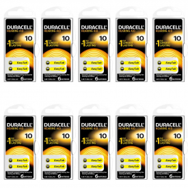 Duracell Activair Size 10 (Yellow tab) Hearing Aid Batteries – Value Pack of 60