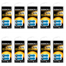 Duracell Activair Size 675 (Blue tab) Hearing Aid Battery – Extra Value Pack of 60 Cells