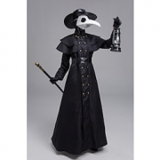 Plague Doctor Punk Gothic Steampunk 17th Century Coat Trench Coat Outerwear Men’s Rivet Costume Black Vintage Cosplay Halloween Masquerade Long Sleeve Sheath / Column / Gloves / Mask / Hat / Gloves Lightinthebox