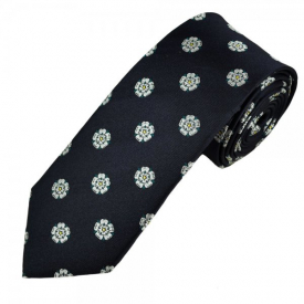 Yorkshire Rose Navy Luxury Silk Narrow Men’s Tie
