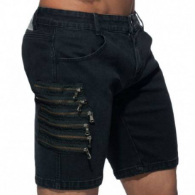 Addicted Zipper Jeans Bermuda – Black 28